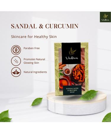 Organic Sandalwood & Curcumin Soap - Nourishing Anti-Aging | Paraben-Free Skin Brightening | Daily Bath Soap for Men & Women - Buy Online on GoSupps.com
