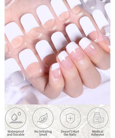 Buy Semi Cured Gel Nail Strips | 20pcs French Glitter Nail Stickers | DIY UV Gel Nail Wraps for Stunning Home Manicures - Buy Online on GoSupps.com