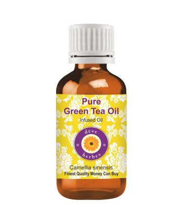 Deve Herbes Pure Green Tea Oil (Camellia sinensis) with Internal Plastic Euro Dropper 100% Natural Therapeutic Grade Infused 30ml (1.01 oz)