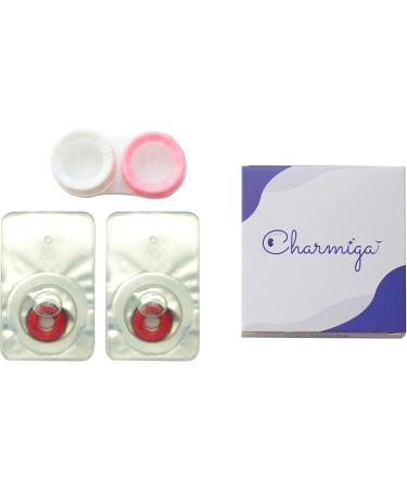 Charmiga Loco Red Colored Contact Lenses | Anime Crazy Red Annual Hydrogel Lenses | 0.0 Diopters | Carnival & Halloween Costume | 2 Lenses + Containers - Buy Online on GoSupps.com