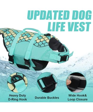 Emust Dog Chimney - Flotation Vest for Small Medium & Large Dogs | Safety Swim Vest in Mermaid Green - Buy Online on GoSupps.com