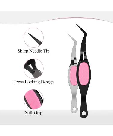 Soft-Grip Craft Tweezers Set for Jewelry Making, Beading, and Electronic Work - Stainless Steel Precision Tweezers - 2 Pieces (Silver, Pink, Black) - Buy Online on GoSupps.com