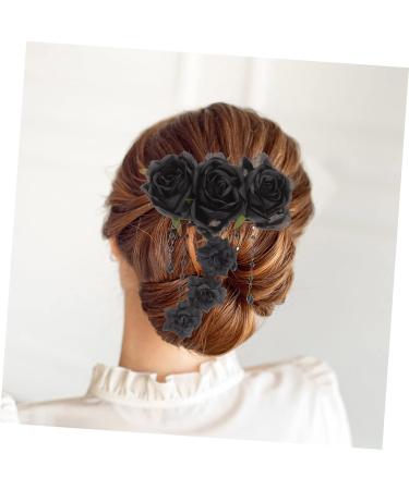 Ipetboom Rose Hair Clip Halloween Hair Accessories Women's Hair Clips Cosplay Hair Accessories Party Hair Accessories Black Headband Tiara Gothic Black Rose Hairpin Gothic Hairpin Girl Gel - Buy Online on GoSupps.com