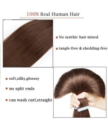 SEGO Tape Extensions | 20 Real Hair Pieces - 100% Remy Human Hair Medium Brown #4 (40cm 30g) | Adhesive Hair Extensions - Buy Online on GoSupps.com