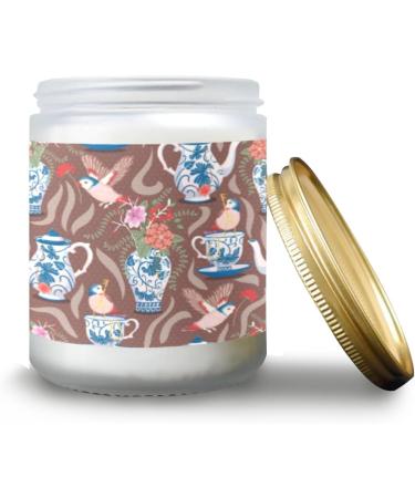 Buy Long Lasting Vanilla Scented Candles - Aromatherapy Jar Candles Gift Set for Women - 7 oz Blue Crockery Garden Tea Bird Design - Buy Online on GoSupps.com