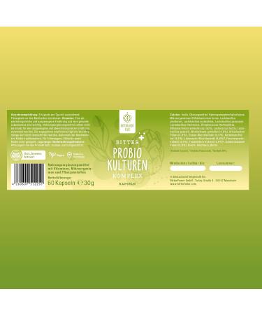 Bitter Love ProBio Cultures Complex Capsules | 15 Billion KBES I Intestinal Bacteria for Gut Health | 60 Lactobacillus & Bifidobacteria Capsules - Buy Online on GoSupps.com