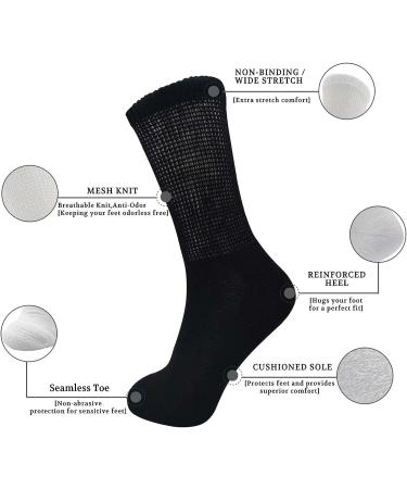 LIN PERFORMANCE Diabetic & Circulatory Non Binding Crew Socks for Men 4 Pairs, Size 10-13 Black - Buy Online on GoSupps.com