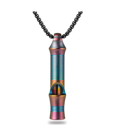 TISUR Titanium Emergency Whistle,EDC Safety Whistles Necklace Loud up to 120db,Survival Whistles for Survival,Hiking,Camping,Pets Training Texture Purple