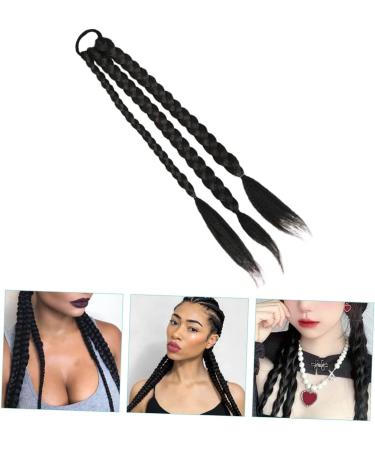 FRCOLOR Braid Wig Fake Braid Wig Black Clip on Braids Ponytail Straight Hair Wig Braid Wigs Straight Wigs Braided Wig Jet Black Wig Extended High Temperature Wire Extension 45X8CM Black - Buy Online on GoSupps.com