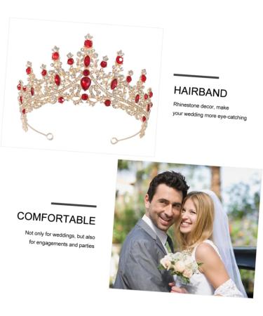Ipetboom Diamond Crown Rhinestone The Crown Tiara for Women Bridal Hair Clip Bridal Crown Women Crown Shiny Birthday Prom Crowns Girl Hair Clips Hair Bands Crystal Wedding Bride Zinc Alloy 17X17X7.5CM Golden Red - Buy Online on GoSupps.com