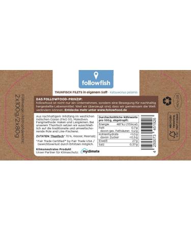 Buy Followfish MSC Fair Trade Tuna Fillets Duopack (Pack of 9) - Sustainably Sourced International Shipping Available - Buy Online on GoSupps.com