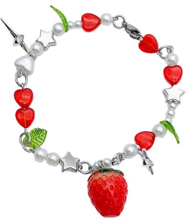 Oralgo's Unique Star & Strawberry Charm Bracelet - Trendy Women's Fashion Accessory Metal Alloy Chain Jewelry - Buy Online on GoSupps.com