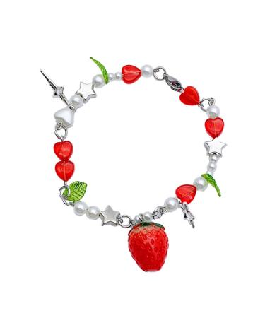Oralgo's unique star and strawberry bracelet trendy charm bracelet fashionable chain bracelet striking accessory for women metal alloy