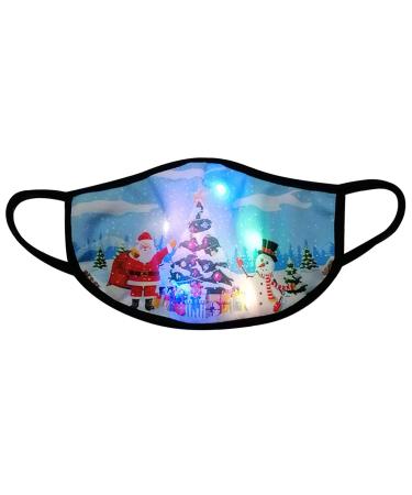 riou Christmas Face Mask LED with Motif Washable Adult Funny Mouth and Nose Protection Fabric Bandana Multifunctional Scarf