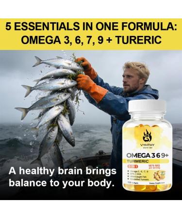 VYHTHY 120 Softgels Triple Omega 3 6 9 Supplement with Turmeric Curcumin DHA & EPA Fish Oil Supplement for Brain & Heart Health and Joint Support Advanced Absorption - Buy Online on GoSupps.com