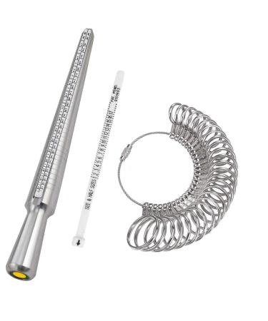 DoGeek Ring Sizer Measuring Tool Set Metal Ring Sizers Stainless Steel Ring Gauges Finger Sizer & Ring Mandrel Aluminuml (Size 1-13), 27 Pcs