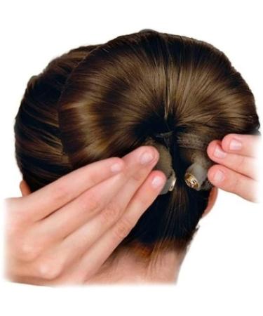 3 Pcs Magic Hair Roll Tool Set - DIY Foam Ring Shaper Snap, Bun Donut Hair Accessories for Women - Long Buckle Nylon Styling Tool in Brown - Buy Online on GoSupps.com