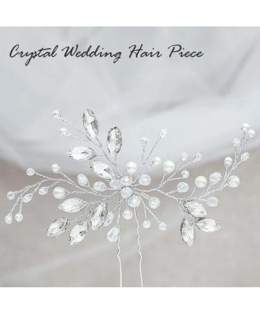 Simsly Wedding Crystal Hair Combs and Pearls Bridal Hair Pins - Silver Wedding Accessories for Brides & Bridesmaids (Style 1) - Buy Online on GoSupps.com