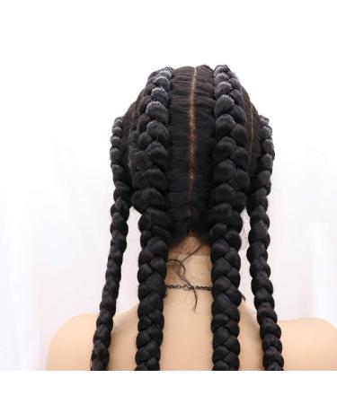Buy Rainahair 1B Wig with Black Braids - 76.2 cm Heat-Resistant Synthetic Wig for Women | Baby Hair & Pointed Strands - Buy Online on GoSupps.com