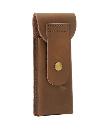 Portable Safety Razor Case Shaving Bag Holder Old Fashioned Cowhide Leather Travel Bag with Razor Cover