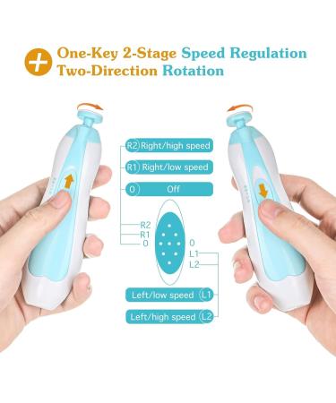 Zooawa Baby Nail Clipper 20 in 1 Electric Trimmer Kit for Newborns, Infants, Toddlers and Adults - Nail File with 12 Replacement Pads - Blue - Buy Online on GoSupps.com