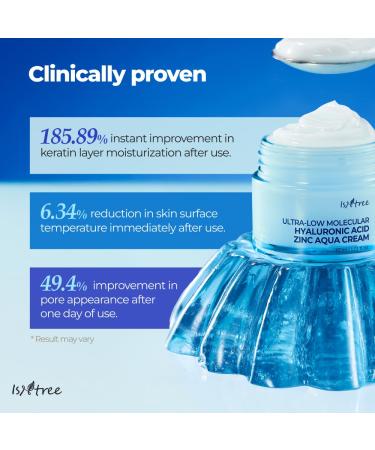 IsNtree ISTREE Zinc Aqua Cream 30ml 1.01 fl oz | Korean Skincare | Ultra-Low Molecular Hyaluronic Acid | Pore Refining & Oil Control | Cooling & Hydrating Gel Cream - Buy Online on GoSupps.com