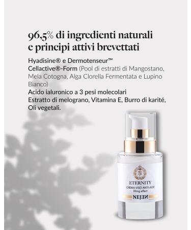Nejen ETERNITY AntiAge face cream Made in Italy antiwrinkle lifting rich in ailuronic acid retinol collagen and vitamin C patented active ingredients Hyadisine Cellactive form - Buy Online on GoSupps.com