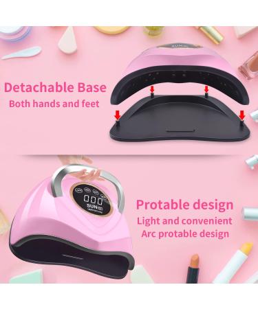180W UV LED Nail Lamp - Fast Gel Dryer with 48 Lamp Beads, Timer Settings, Sensor & Portable Handle - Pink - Buy Online on GoSupps.com