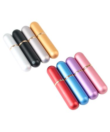 Imirootree 8 Pack Essential Oil Inhaler Aluminum Aromatherapy Nasal Inhalers Tubes with 8 Cotton Wick Empty Refillable Portable Milti-Color Inhaler Tubes for Travel