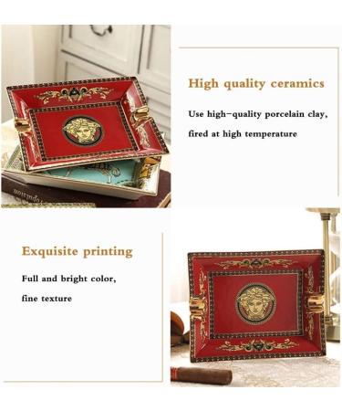 Ashtrays Ceramic Cigar Luxury Creative Cigar Household Living Room Rectangular Cigar Suitable for Office Living Room-Red - Buy Online on GoSupps.com