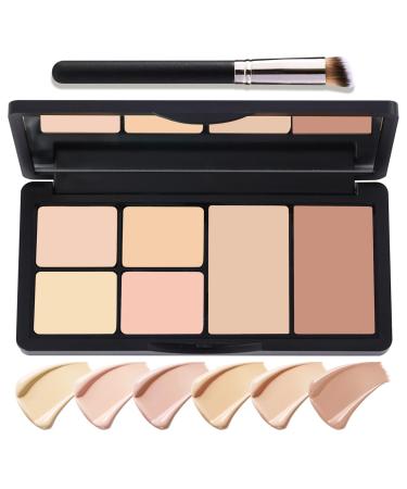 6 Colors Correcting Concealer Cream Contour Palette Long Lasting Concealer Cream Makeup Palettes with Concealer Brush Multi-purpose Contouring Liquid Foundation Makeup Kit