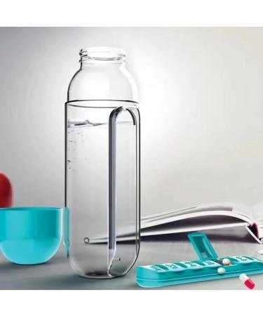 2-in-1 Pill Box Cup Organizer & Water Bottle - 600ML Daily Medicine Storage 7 Day Medication Holder for Travel & Sports - Rose - Buy Online on GoSupps.com