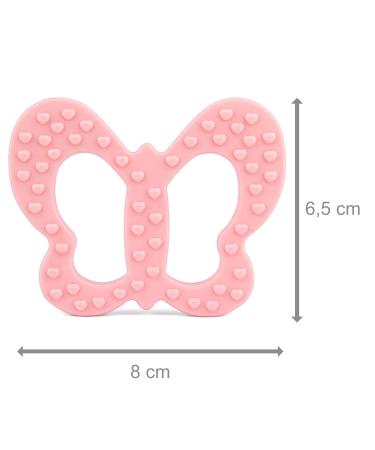 PREMYO Butterfly Teething Ring - BPA Free Silicone Cooling Teething Aid for Babies - Pink | Relieve Teething Pain - Buy Online on GoSupps.com