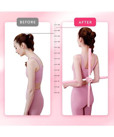 Grafken Pink Posture Corrector for Adults & Kids | Retractable Yoga Sticks for Body Alignment | Stretching Tool for Back Support - Buy Online on GoSupps.com