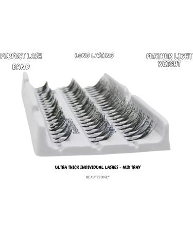 Ultra Thick Individual Eyelash Cluster Eyelashes False Lashes Knotted Lash Extensions Mix Tray Short 8MM - Medium 10MM - Long 12MM 60 Points Beautizone - Buy Online on GoSupps.com