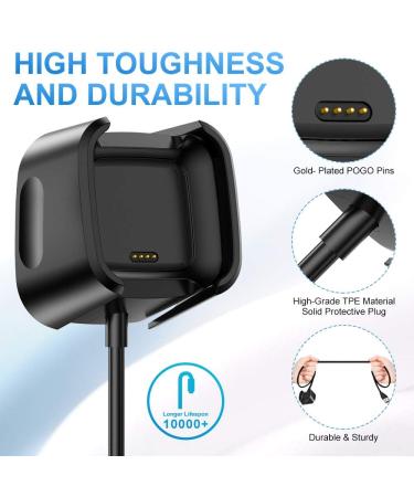 QIBOX Charger Compatible with Fitbit Versa 2 (Not for Versa/Versa Lite) 2-Pack Replacement USB Charging Cable Dock Stand for Versa 2 Health & Fitness Smartwatch 3Ft Sturdy Power Cord - Buy Online on GoSupps.com