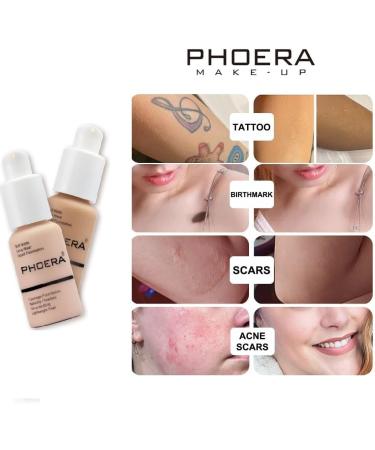 Phooera Fulll Coverage Liquid foundation Matte Finish Concealer Long wear 24hrs Oil Controlling Naturally Flawless Lightweigt Feel Buildable (106 WARM SUN) - Buy Online on GoSupps.com