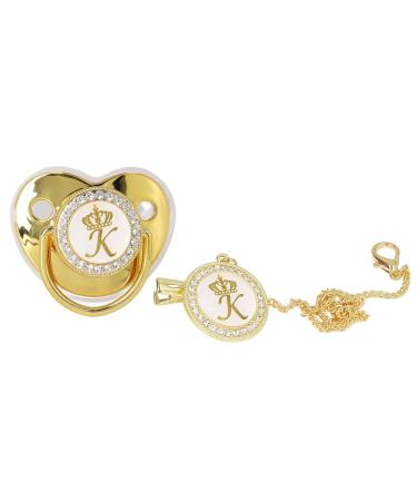 Pacifier with Golden Letters - Exquisite Silicone Baby Pacifier (Letter K) | Safe for Travel & Home - Buy Online on GoSupps.com
