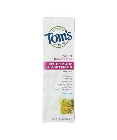 Tom's of Maine Natural Antiplaque & Whitening Toothpaste Flouride-Free Fennel 5.5 oz (155.9 g)