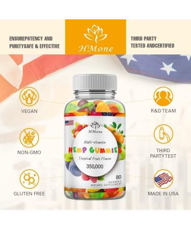 Organic Hemp Gummies - 1-Pack Extra Strength for Stress, Anxiety, Sleep, Pain, Inflammation - Vegan Candy with Calming Mood and Focus Benefits - 80 Count - Buy Online on GoSupps.com