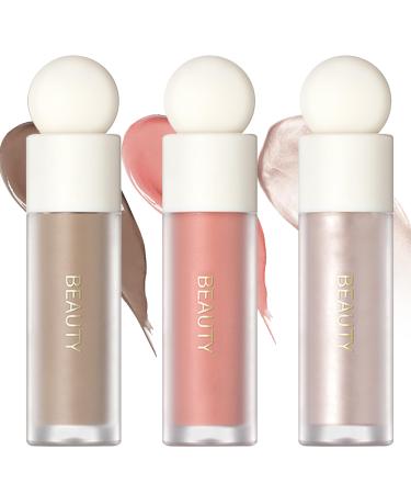 Erinde Liquid Highlighter Makeup Face Highlighter Bronzer Makeup Stick Natural Glossy Finish Lightweight Blendable Silky Smooth Cream Face Illuminator MakeUp Cruelty-Free #01 002 1 piece (3 SPALL)