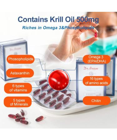 Antarctic Krill Oil Supplement with Astaxanthin 500mg Softgel Capsules | Omega 3 EPA DHA Fish Oil | Cardiovascular Brain Joint Eye Health | High Absorption Burpless | 90 Count - Buy Online on GoSupps.com