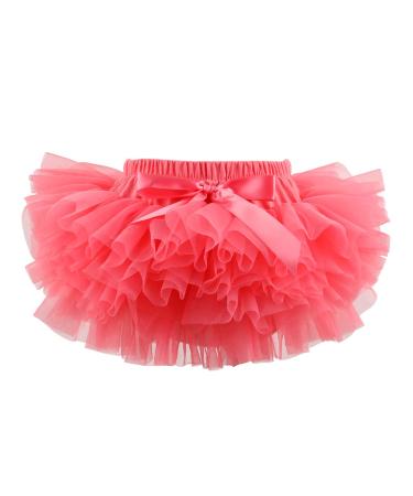 HOOLCHEAN Infant Toddler Baby Girls Super Soft Fluffy Tutu Skirt with Diaper Cover Bloomer 1-2 Years Watermelon Red