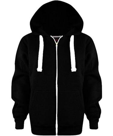 Kids Long Sleeve Zip Hoodie Jacket - Black Solid Color - Size 6-7 Years - Buy Online on GoSupps.com
