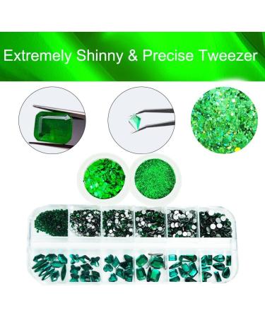 Emerald Green Nail Rhinestones Kit - 60Pcs Big Assorted Gems & Glitters for Nail Art & DIY Crafts - Buy Online on GoSupps.com
