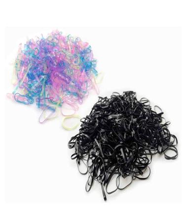 WJUAN 1000 pieces of hair tie Multi-color mini elastic hair tie ribbon girl women women ponytail and daily hairstyles (black and multi-color)