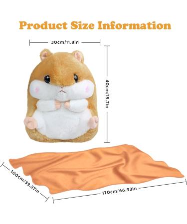 MUZIRI KINOKOO Brown Hamster Plush Pillow Blanket for TV Sofa Office Nap - Soft and Foldable Stuffed Toy Throw Blanket - Buy Online on GoSupps.com