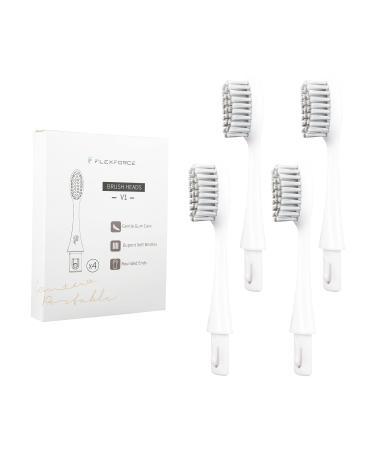 Flexforce V1 Toothbrush Replacement Heads Adult and Kid Toothbrush Heads Sonic Clean Tongue Coating Nylon (4 Packs White) 4 Packs White