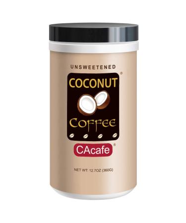 CAcafe Coconut Coffee Unsweetened, Coconut Infused Colombian Coffee, No Added Sugar, Creamy Drink Mix, Make Iced or Hot, Packed with Antioxidants, Natural Energy and Stress Relief (12.07oz) Large Jar