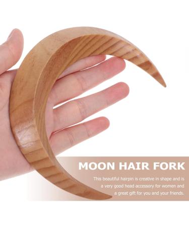 SHERCHPRY moon hair fork barrette hand carved moon hair fork for women Moon Hair Pin sailor moon accessories updo hair sticks vintage hair clips updo hair fork China wood Ladies French - Buy Online on GoSupps.com